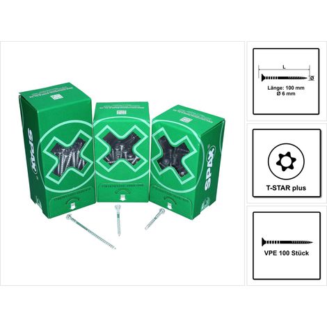 Vis de reglage Wirox tete plate, T-Star Plus 6,0x100 mm, UE 100 pieces (1/5)