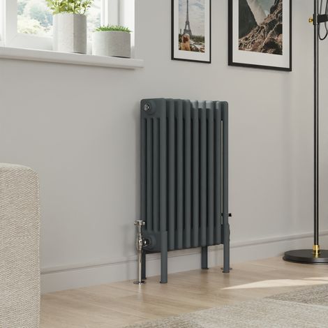 Warmehaus Traditional 4 Column Anthracite Radiator Cast Iron Style Radiators 600x425mm
