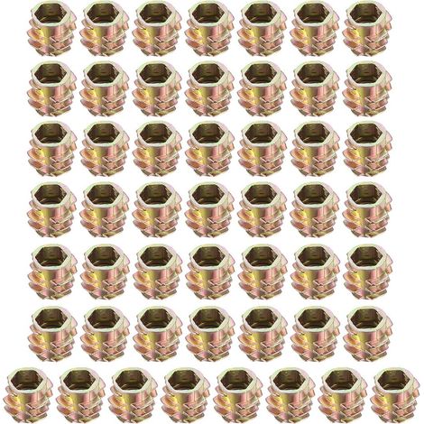 Écrous Fileté Insert Vis Zinc Alliage Hex Tête M6 Filetage Interne 10mm Long Pour Meuble Bois 50pc (1/4)