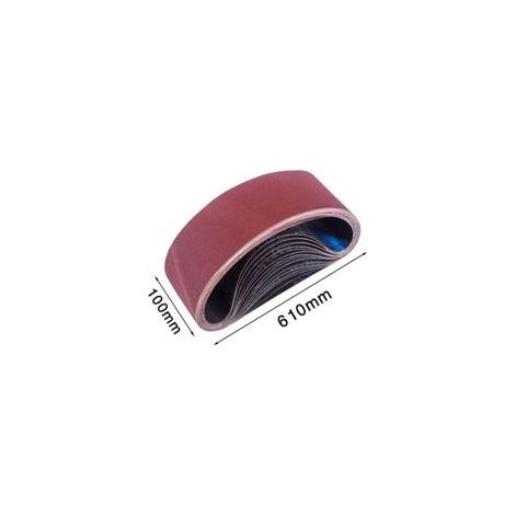 Bande Abrasive 100 x 610 mm(15 pièces), Bandes Abrasives Mixte (3x grains 80/120/150/240/400) pour Ponceuses à Bande,bande abrasive de ponceuse (1/4)