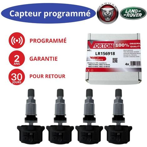 Pack x4 sensores de presión de neumáticos TPMS preprogramados 433MHz - Land Rover y Jaguar (Defender, Discovery, Range, F‑Pace)