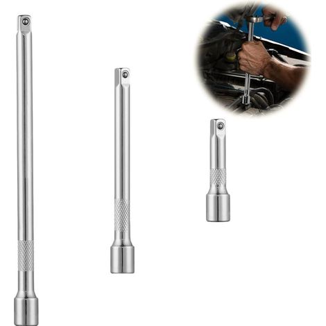 Rallonge cliquet 3/8, rallonge 3/8 75 mm, 150 mm, 200cm, acier au chrome vanadium (1/5)