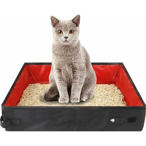 1 bac à litière pliable, imperméable, portable et réutilisable, tissu Oxford, pour chat, usage intérieur/extérieur/voiture (1/5)