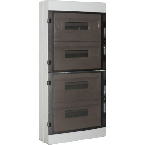 ETTROIT Centralino stagno da parete 72 moduli IP65 grigio RAL 7035 con portello trasparente fumè - DB120972