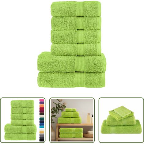 Badetuch - 6 tlg. Premium-Handtuch-Set SOLUND Apfelgrün 600 g/m² (1/5)