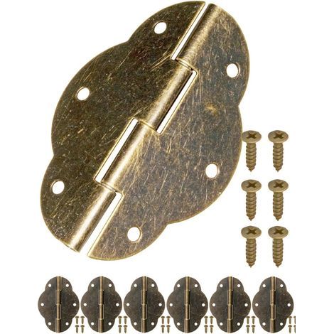 CSPARCV Set mit 6 Scharnieren – Antikbronze-Optik – Für Schrank- und Kommodentüren, Truhen und Kisten – Retro-Stil – 56 x 42 mm (1/5)