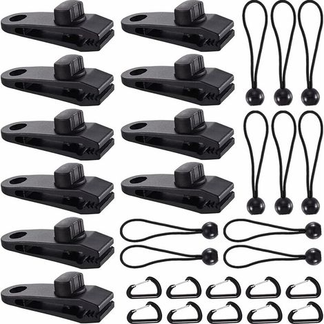 DEESSE SHOP - Clip de bâche de tente, 30 pièces pince de bâche, clips de tente, clips de bâche robustes, auvents de bâche, clips de tente à bouche de crocodile pour tentes, bâches, auvents, caravanes  (1/5)