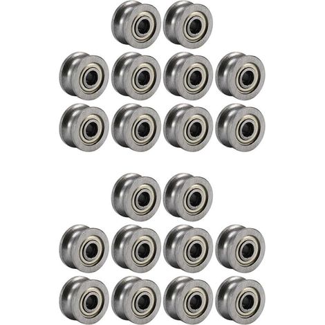 20 roulements à billes à gorge en V U624ZZ en acier au carbone durable, pour systèmes de mouvement linéaire sur rails. (1/5)