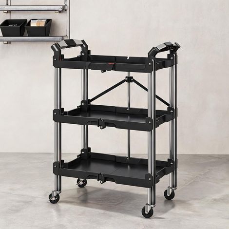 Servante d'atelier pliable 3 étagères 68 kg 64 x 37 x 84 cm (1/5)