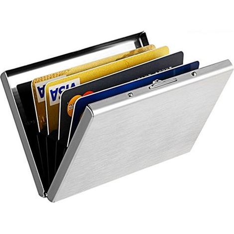 Étui à cartes en acier inoxydable avec compartiment – Protection RFID – portefeuille