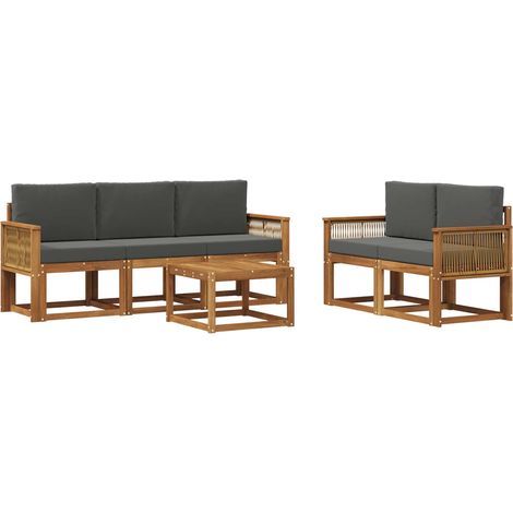 Outdoor Sofa Set 6 pcs Natural and Anthracite Polyester vidaXL