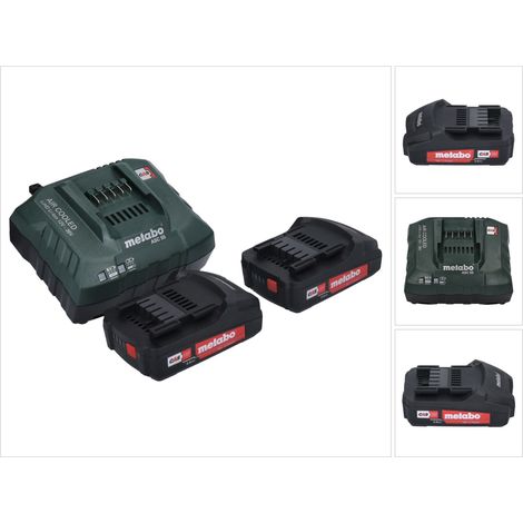 Metabo Basic Set 2x batería Li-Power 18 V 2,0 Ah CAS Li-Ion ( 2x 625596000 ) + cargador ASC 55 AIR COOLED 12 - 36 V ( 627044000 )