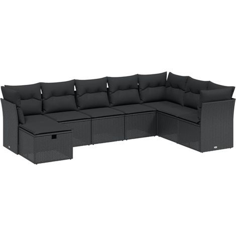 Set Divani da Giardino con Cuscini 8 pz Nero in Polyrattan vidaXL (1/4)