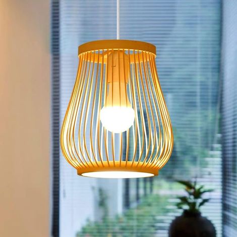 Suspension en bambou tressé, abat-jour en bambou, lustre, lampe décorative pour restaurant, salon, comptoir de bar, café, etc. (1/5)