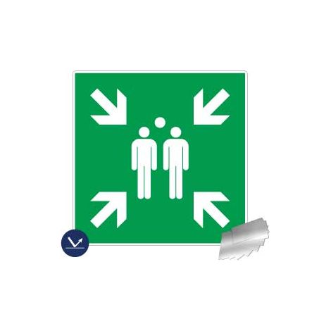 Panneau point de rassemblement - Rétroréfléchissant Classe 1 - Alu 480x480mm - 4010779