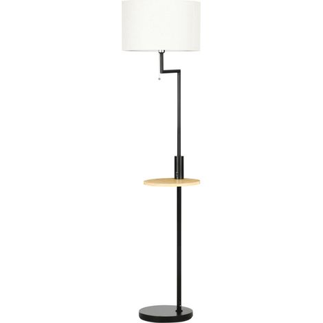 Lampadaire Isiaeo étagère bambou USB noir (1/5)