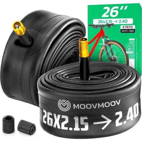Chambre à air 26 pouces - Pour pneus de 26x2.15 à 26x2.40 - ETRTO 51-559 à 62-559 - Valve Schrader 40 mm - Lot de 2 (1/5)