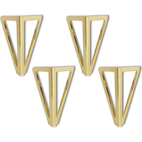 Lote de 4 patas de repuesto para muebles, 15 cm, triangulares, color oro, para la fabricación de patas de mesa, sillas, sofás y otros muebles. (1/5)