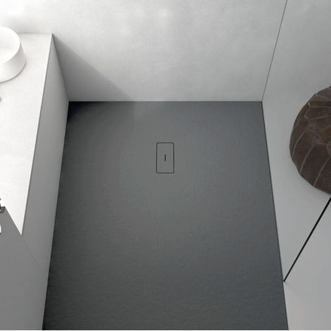 Receveur de douche 100 x 120 cm extra plat FUSION en résine surface ardoisée anthracite