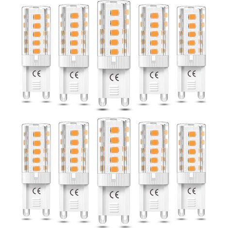 Packung mit 10 dimmbaren G9-LED-Lampen, 3 W warmweiß 3000 K, entspricht 50 W Halogen, AC110/220 V [Energieklasse F] (1/5)