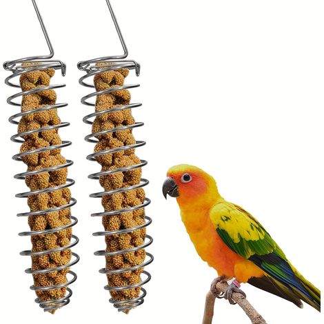 Lot de 2 mangeoires pour oiseaux en acier inoxydable – Supports pour nourriture et graines / Râteliers pour oiseaux (1/5)