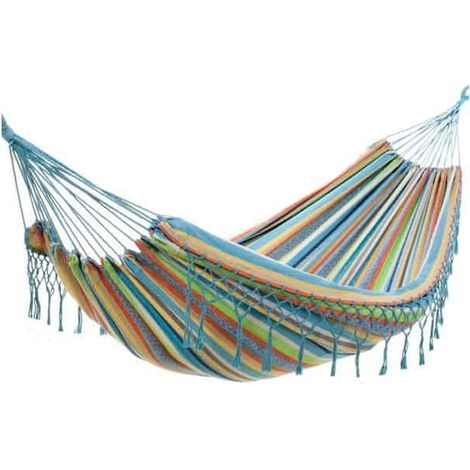 Hamac rayé double à franges
