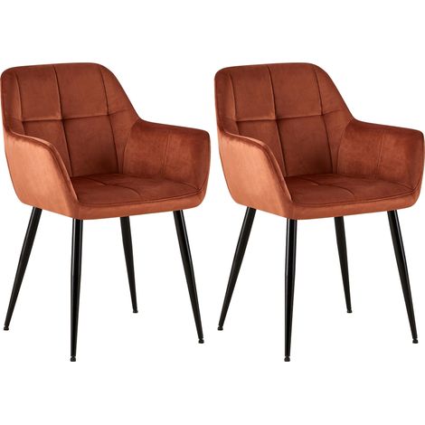 Lot de 2 chaises de salle à manger design retro coutures décoratives en carrées assise en velours marron 100001532 (1/5)