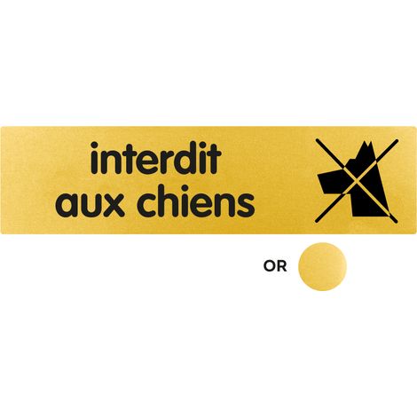 Plaque de porte Interdit aux chiens - Classique or 170x45mm - 4490724
