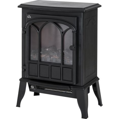 Cheminée électrique 2000W, cheminée sur pied avec effet de flamme LED, silencieuse, poêle électrique avec protection de surchauffe en métal (1/5)