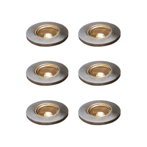 Konstsmide Mini LED ground spot Mini LED Extérieur 12V Système G4 Encastré au Sol en Acier Inoxydable Lot de 6 - Transformateur Inclus, IP44 (1/3)