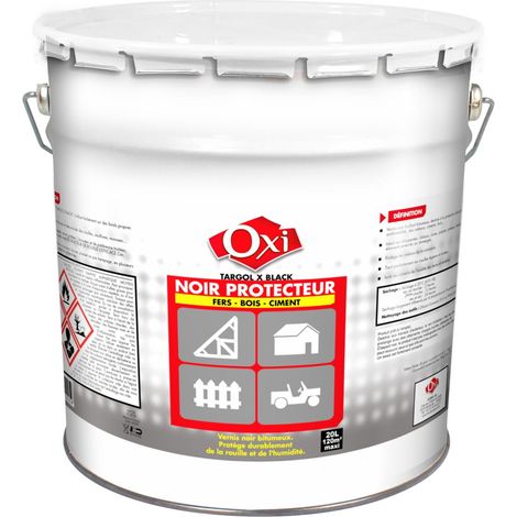 Protection antirouille noir Targol X Blac 20L – Vernis bitumeux pour métal et bois – Résistant à l'humidité et à la rouille – OXI (1/2)