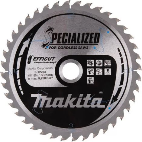Makita E-12223 Efficut Lama per sega circolare 165x20 mm per legno (1/2)