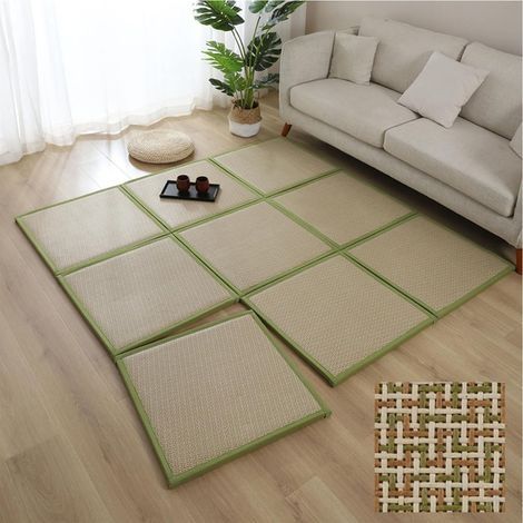 Matelas Tatami Rotin Naturel - 60 x 60 cm - Pliable pour Chambre (1/5)
