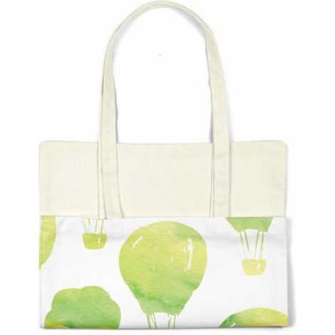 Sac shopping - Bonamaison TRGCTB108228 - Coton réutilisable - Vert - Anses longues (porté épaule) (1/4)