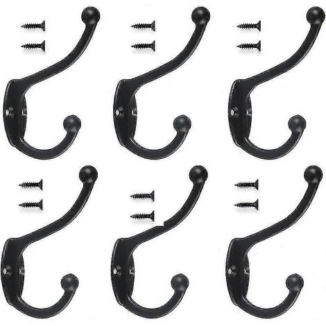 Crochets anciens, 6 crochets rétro, crochets vintage, crochets pour serviettes, crochets pour manteaux, porte-chapeaux pour salle de bain et cuisine (noir)[TT] (1/3)