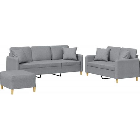 Ensemble de Canapé  Sofas 3 pcs coussins gris clair tissu (1/5)