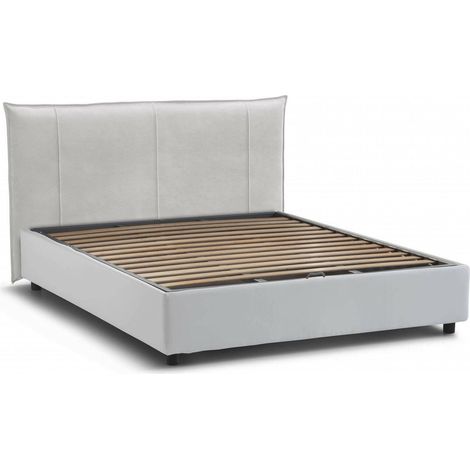 Dmora - Letto matrimoniale Dbadel, Letto contenitore con rivestimento in tessuto, 100% Made in Italy, Apertura frontale, adatto per materasso 160x190 cm, Bianco