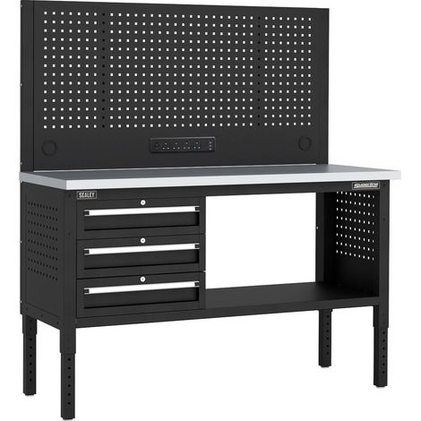 Sealey APMWB60COMBO1SS Superline PRO Modular Workbench with 3 Drawers Stainless Steel Worktop 1525mm