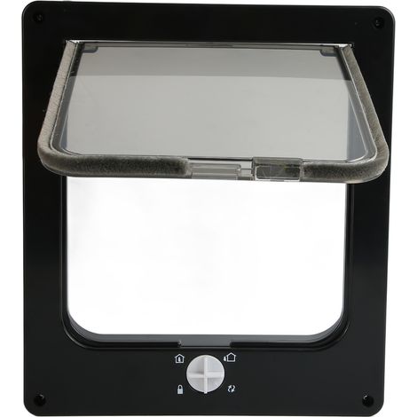 Porte pour animaux de compagnie résistante à l'usure avec fermeture automatique de la fenêtre - Porte intérieure pour chat pour toutes les portes intérieures standard - Noir XL (1/5)