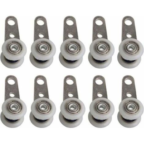 Lot De 10 Roulettes Pour Baies Vitres Ou Portes Coulissantes - En Mtal Et En Plastique - 4,5 X 1,9 Cm (1/4)