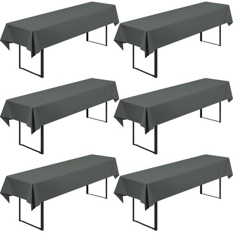 6x Biertischhusse 250x100cm Anthrazit, waschbar, blickdicht