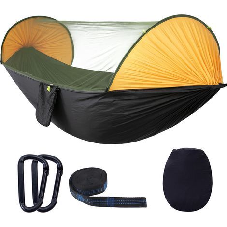 Automatische, schnell aufklappbare, tragbare Hängematte mit Moskitonetz für Wandern, Garten und Reisen (1/5)
