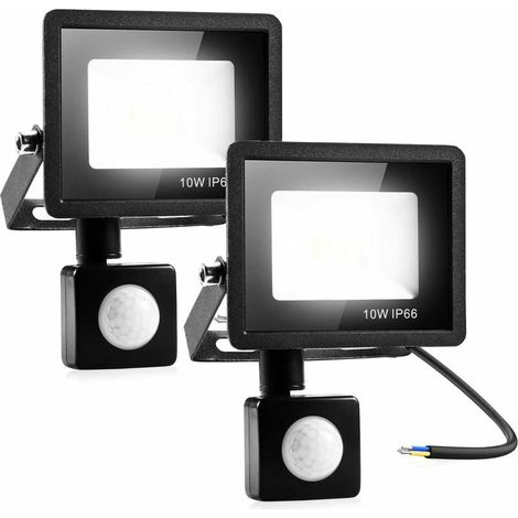 VURAHOME - 2 Lampe de Sécurité 10W Avec Détecteur de Mouvement PIR, Projecteur à LED Intelligent, Lumières Exterieur 800 Lumens 3000K Blanc Chaud, Spot LED Extérieur étanche IP66 pour Jardin, Garage,V (1/5)