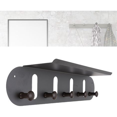 Patères murales avec étagère, porte-manteau mural, étagère suspendue d'entrée pour vêtements, sac à dos, clés et porte-monnaie, étagère avec crochets à suspendre dans le salon, la salle de bain, la ch (1/5)