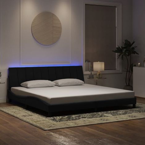 Bettgestell mit LED Schwarz 200x200 cm Samt vidaXL331943 (1/5)