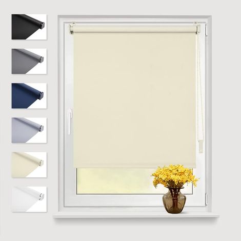 Tenda a Rullo Oscurante Termica Senza Fori Beige 50x160cm (1/5)