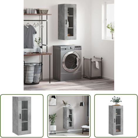 The Living Store Wandschrank Betongrau 34,5x34x90 cm - Hängeschrank - Wandschrank - Regal - Aufbewahrung - Möbel (1/5)
