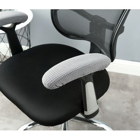gris 1 paire de housses d'accoudoirs en polyester pour chaise de bureau - Amovibles, élastiques, lavables et imperméables - Noir