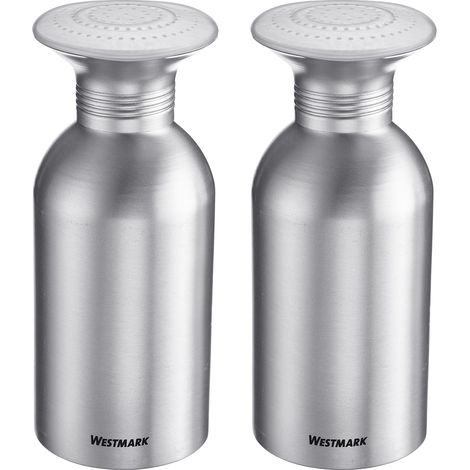 Westmark 2 Gastro-Salt Shakers Omega – pratici contenitori per spezie per la ristorazione, adatti anche per zucchero, contenitore per sale con coperchio – acciaio inox, 650 ml