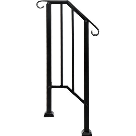 Artisasset Matte Black Iron Handrail for Outdoor Use - Durable and Stylish First Tier Railing Solution